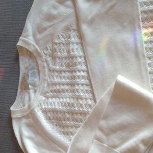 LOFT size L lightweight cotton blend cable knit ivory sweater